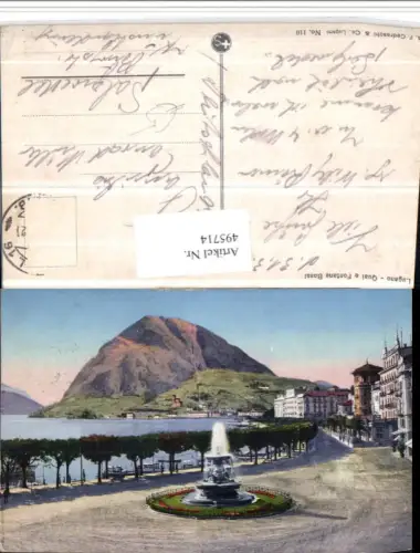 495714,Lugano Quai e Fontana Bossi Brunnen Kt Tessin