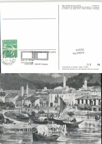 502854,Künstler AK Locarno Teilansicht Boote Kt Tessin