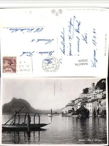 502859,Gandria e Monte San Salvatore Teilansicht Boot Dampfer Kt Tessin