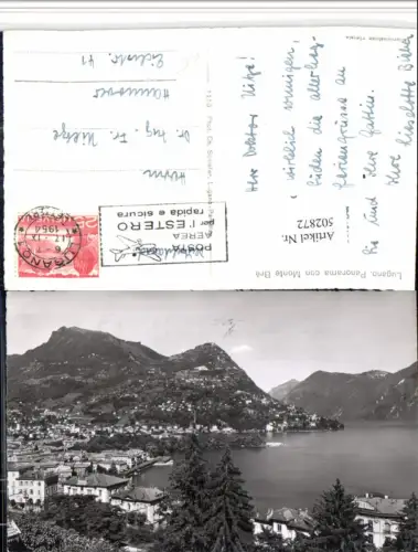 502872,Lugano Panorama con Motne Bre Totale Bergkulisse Kt Tessin