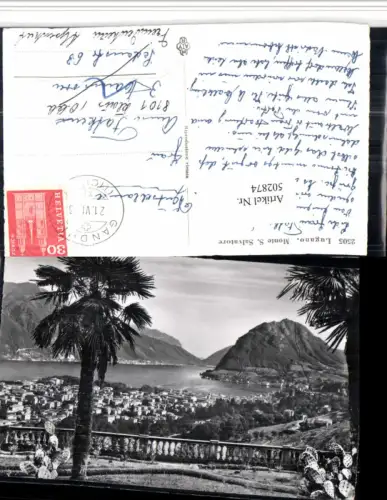 502874,Lugano Monte San Salvatore Totale Bergkulisse Kt Tessin