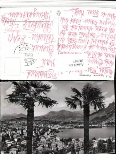 502887,Lugano Panorama Totale Palmen Bergkulisse Kt Tessin
