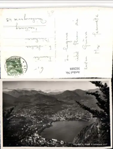 502888,Lugano Totale v. Monte San Salvatore Bergkulisse Kt Tessin