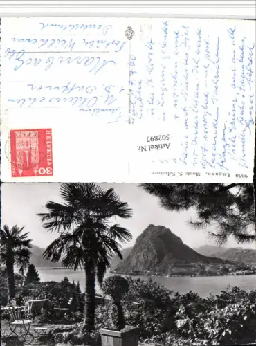 502897,Lugano Monte San Salvatore Palmen Bergkulisse Kt Tessin