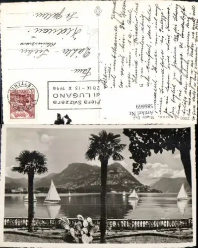 586669,Foto Ak Lugano Monte Bre Segeln Segelboot Switzerland