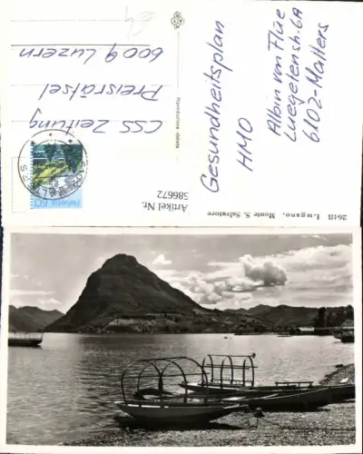 586672,Foto Ak Lugano Monte s. Salvatore Boote a. Ufer Switzerland