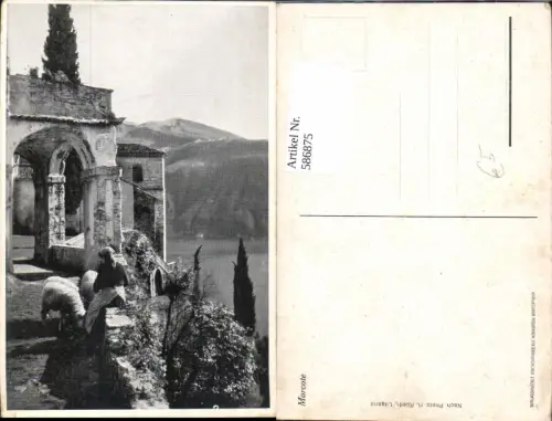 586875,Morcote Ansicht Frau m. Schafe Switzerland