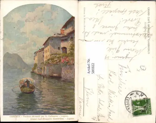 586922,Künstler Ak G. Galbusera Gandria Ruderboot Boot Switzerland