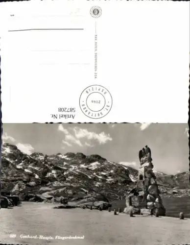587208,Foto Ak Gotthard Hospiz Fliegerdenkmal Airolo Switzerland