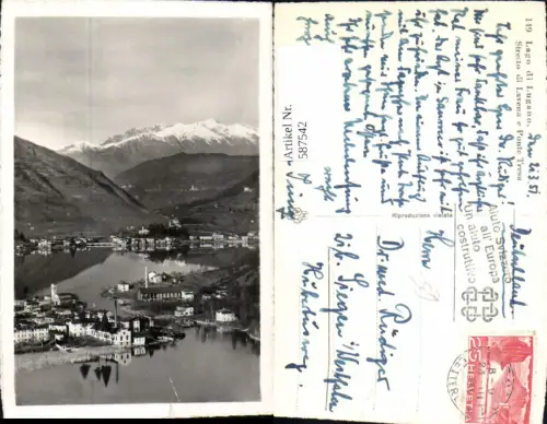587542,Foto Ak Lago di Lugano Streito di Lavena et Ponte Tresa Switzerland