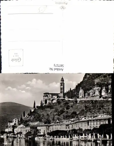 587571,Foto Ak Lago di Lugano Ansicht Ufer Kirche Switzerland