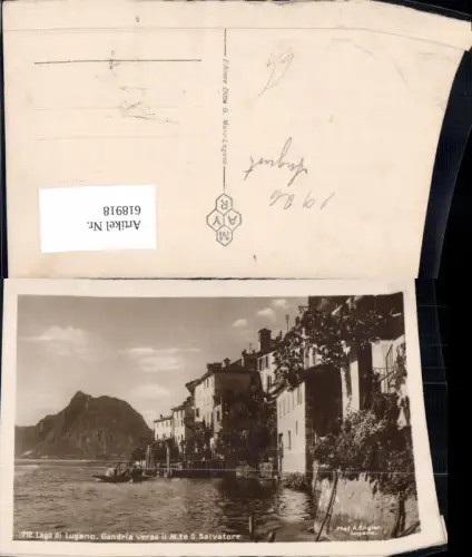 618918,Foto Ak Lago di Lugano Gandrigna Gandria verso il Monte S. Salvatore Boot