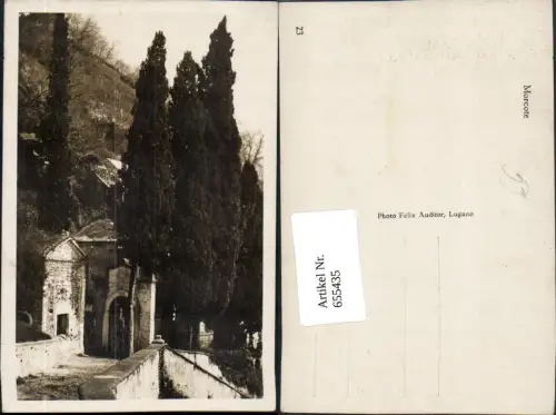 655435,Foto Ak Morcote Kirche Bäume