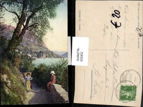 655452,Lago di Lugano Strada per Oria e San Mamette Frau Rückenkorb