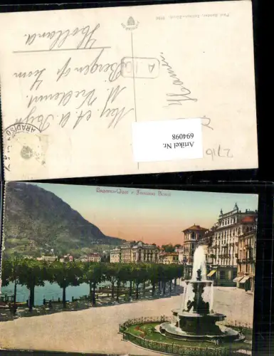 694098 Lugano Locarno Lago Maggiore Quai Fontana Bossi brunnen
