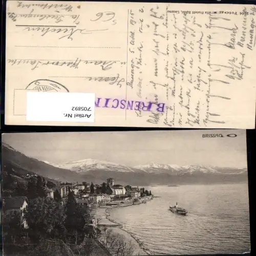 705892 Brissago Schiff Dampfer Stempel Kuchen