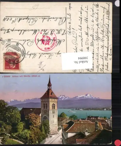 390994,Arbon Teilansicht Turm m. Säntis Bergkulisse Kt Thurgau