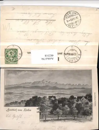 482318,Künstler AK Wuppenau Ausblick vom Nollen Bergkulisse Kt Thurgau