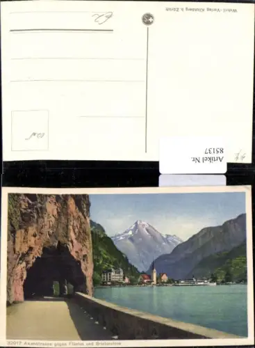 85137, Axenstrasse mit Bristenstock gegen Flüelen