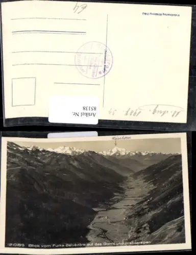 85138, Blick vom Furka Belvedere auf das Goms und Walliseralpen