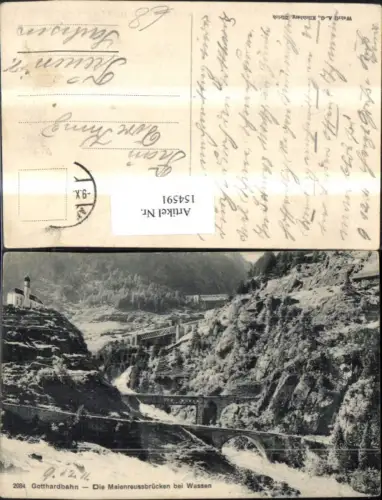 154591,Gotthardbahn Maienreussbrücken b. Wassen 1911 Kt Uri
