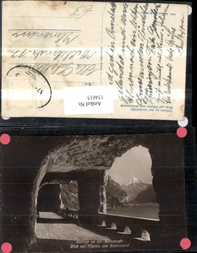 154615,Axenstrasse m. Bristenstock u. Flüelen Ansicht m. Persoen Kt Uri