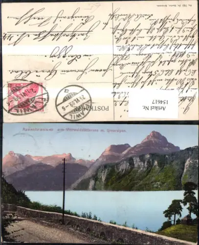 154617,Axenstrasse a. Vierwaldstättersee m. Urneralpen Flüelen 1909 Kt Uri