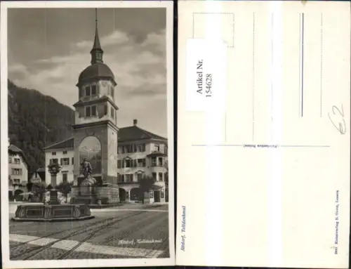 154628,Altdorf Telldenkmal Ansicht Brunnen Statue Denkmal Kt Uri