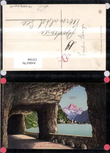 155306,Axenstrasse Flüelen m. Bristenstock Brunnen Vierwaldstättersee Kt Uri