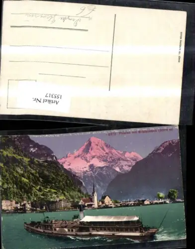 155317,Flüelen m. Bristenstock Brunnen Vierwaldstättersee Ansicht Dampfer Germani Kt Uri