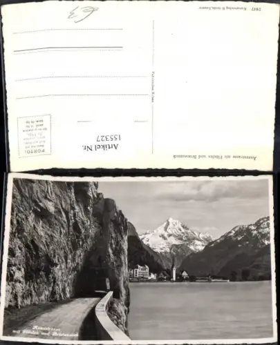 155327,Axenstrasse Flüelen m. Bristenstock Brunnen Vierwaldstättersee Ansicht Dampfer Schiff Kt Uri