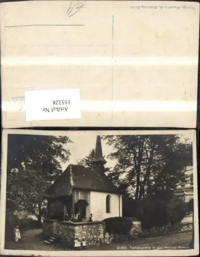 155328,Tellskapelle i. d. Hohlen Gasse b. Küssnacht Ansicht m. Personen Kt Uri