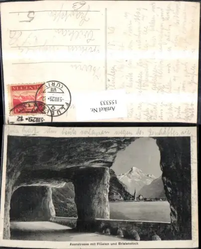 155333,Axenstrasse Flüelen m. Bristenstock Brunnen Vierwaldstättersee 1929 Kt Uri
