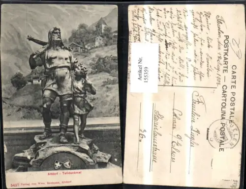 155359,Altdorf Detailansicht Telldenkmal Statue 1908 Kt Uri