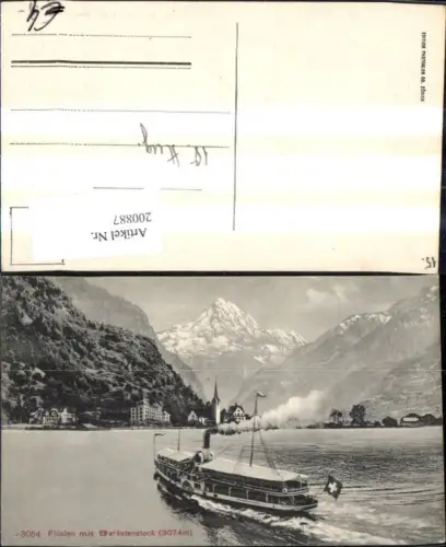 200887,Flüelen m. Bristenstock Schiff Dampfer Stadt Luzern Kt Uri