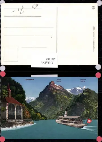 221287,Tellskapelle Kapelle b. Sisikon m. Gitschen u. Urirotstock Dampfer Kt Uri