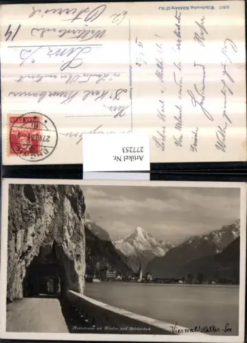 277253,Axenstraße m. Flüelen Teilansicht u. Bristenstock Bergkulisse Kt Uri