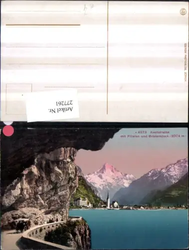 277261,Axenstraße m. Flüelen Teilansicht u. Bristenstock Bergkulisse Kt Uri