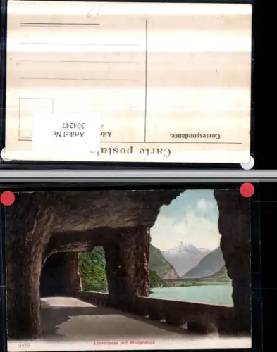 304247,Axenstraße b. Flüelen m. Bristenstock Tunnel Bergkulisse Kt Uri