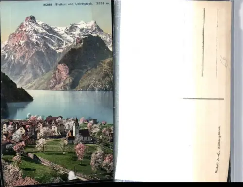 309761,Sisikon Teilansicht Kirche m. Urirotstock Bergkulisse Kt Uri