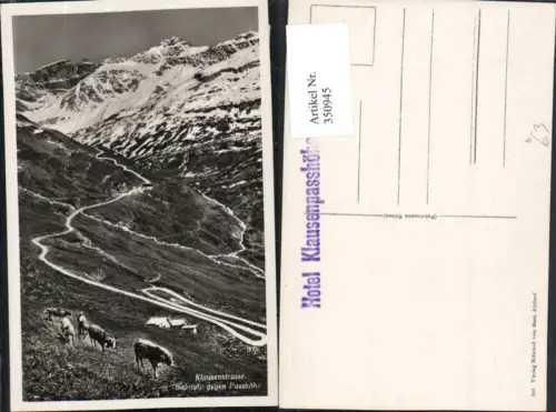 350945,Klausenstraße Balmalp geg. Passhöhe Bergkulisse Rinder Kt Uri