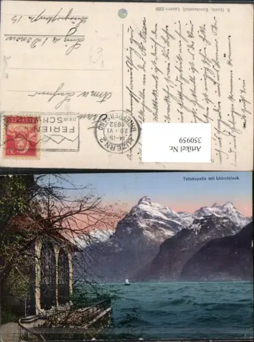 350959,Tellskapelle Kapelle m. Urirotstock b. Seelisberg Bergkulisse pub E. Goetz 5350 Kt Uri