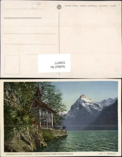 350977,Vierwaldstättersee Tellskapelle Kapelle m. Urirotstock Bergkulisse Kt Uri