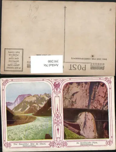 391200,St. Gotthard Pass Brücke Mer de Glace Gletscher Mehrbildkarte Kt Uri