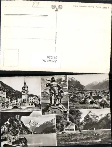 391220,Altdorf Totale Dorfplatz Tell-Denkmal Tellskapelle Axenstraße Mehrbildkarte Kt Uri