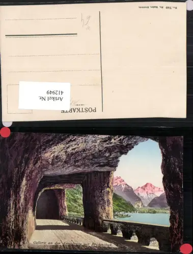 412949,Gallerie Tunnel an d. Axenstrasse b. Flüelen m. Bristenstock Bergkulisse Kt Uri