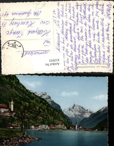 412955,Flüelen am Vierwaldstättersee Totale m. Bristenstock Bergkulisse Kt Uri