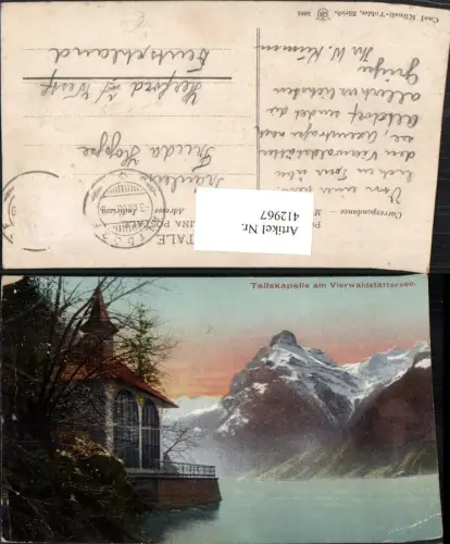 412967,Tellskapelle am Vierwaldstättersee b. Seelisberg Bergkulisse Kt Uri pub Carl Künzli 5081