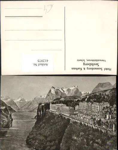 412975,Künstler AK Seelisberg Hotel Sonnenberg u. Kurhaus Bergkulisse Kt Uri