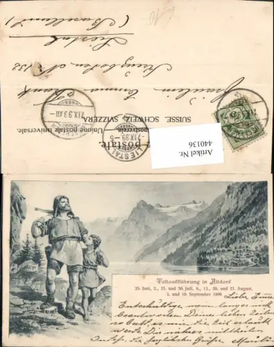 440136,Künstler AK E. F. Graf Tellaufführung in Altdorf 1899 Bergkulisse Kt Uri
